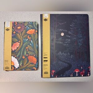 Journal Set - Soft Touch Debossed Floral Lined Journal & Large Forest Sketchbook